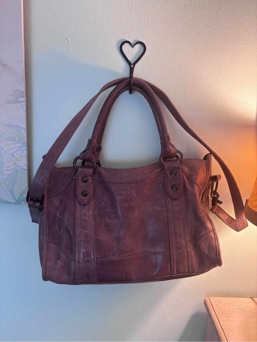 Frye Dusty Mauve Leather Satchel Shoulder Bag